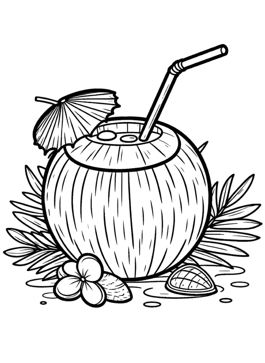 Coconut Coloring Page - Phasity