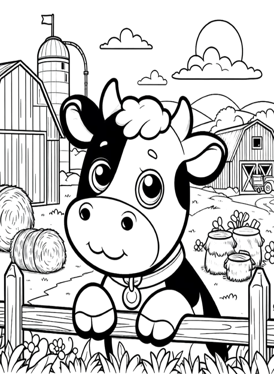 Cow Coloring Page - Phasity