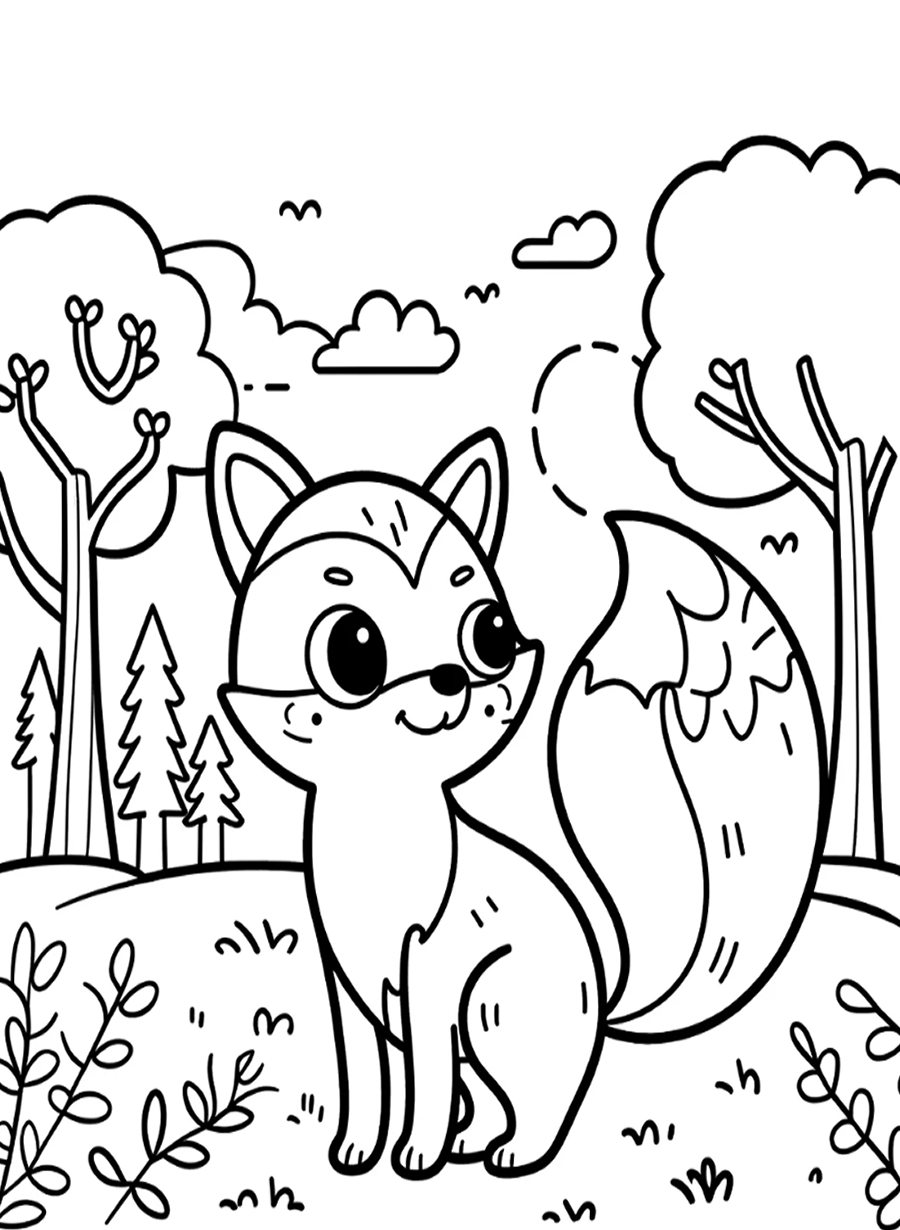 Fox Coloring Page - Phasity